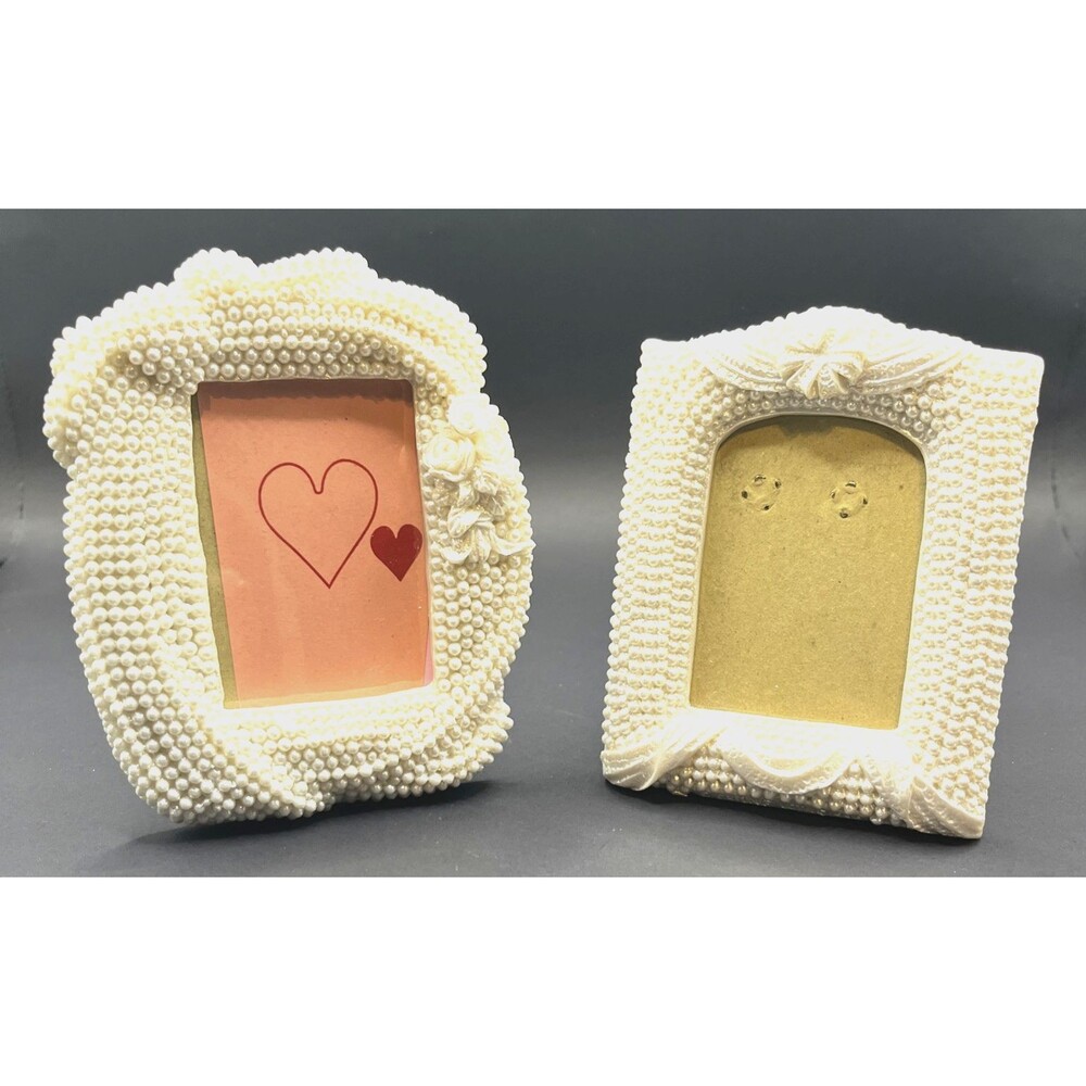 2 Mini Pearl Beaded 2x3 Frames Wedding Party Shower Anniversary Bridesmaid Gift
